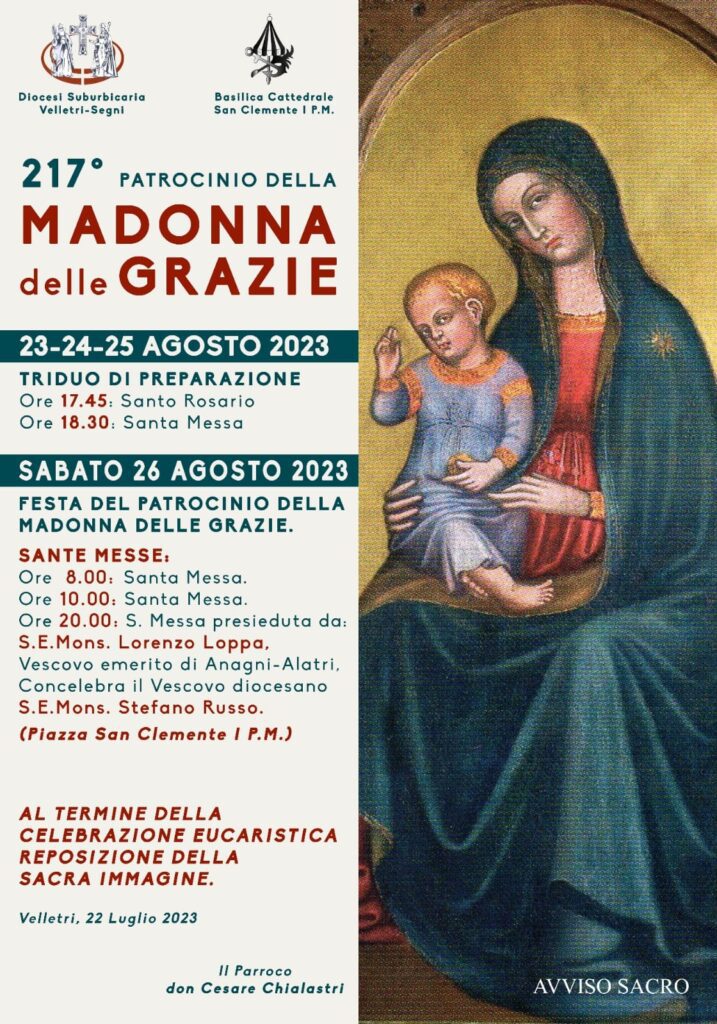 Sabato 26, Festa del Patrocinio della Madonna delle Grazie in Cattedrale