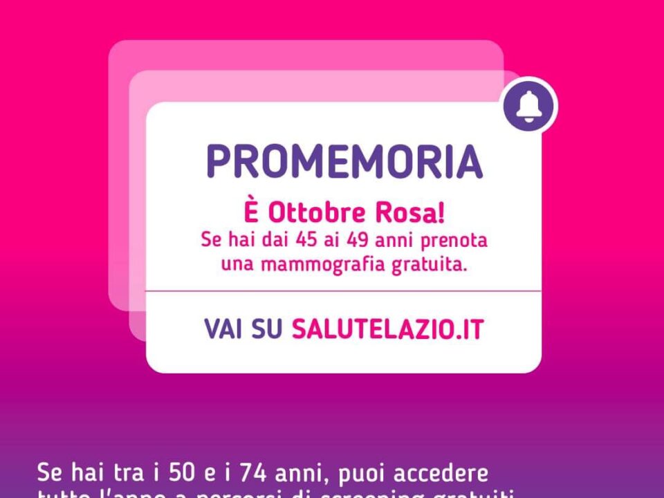 Per “Ottobre Rosa 2023”, la Regione Lazio offre screening gratuiti a donne fuori fascia d’età