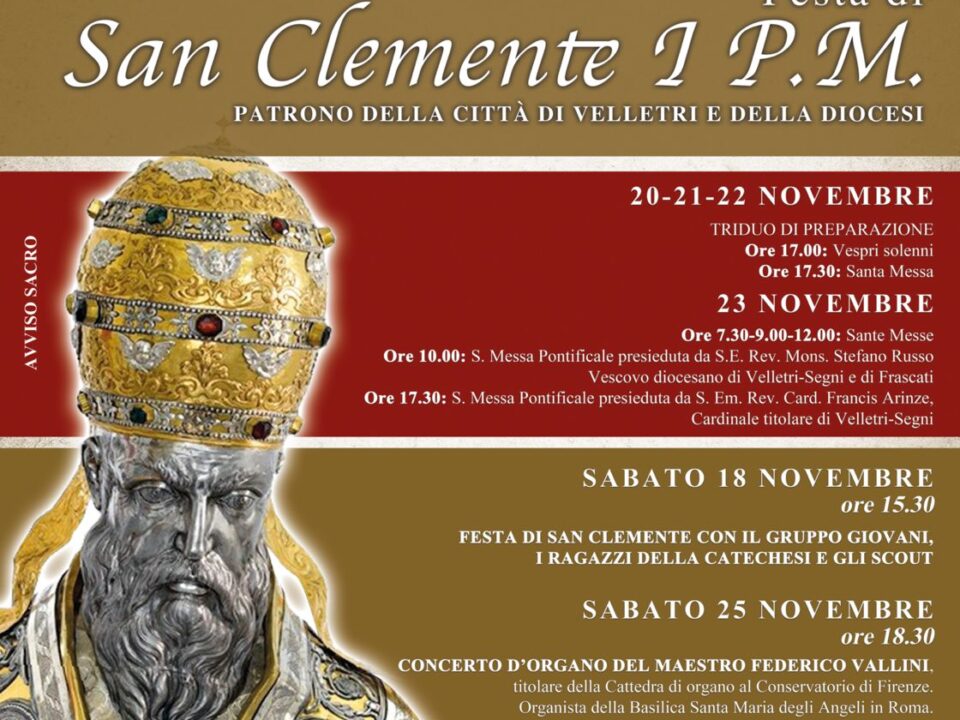 Eventi dal 18 al 23 novembre in onore di San Clemente