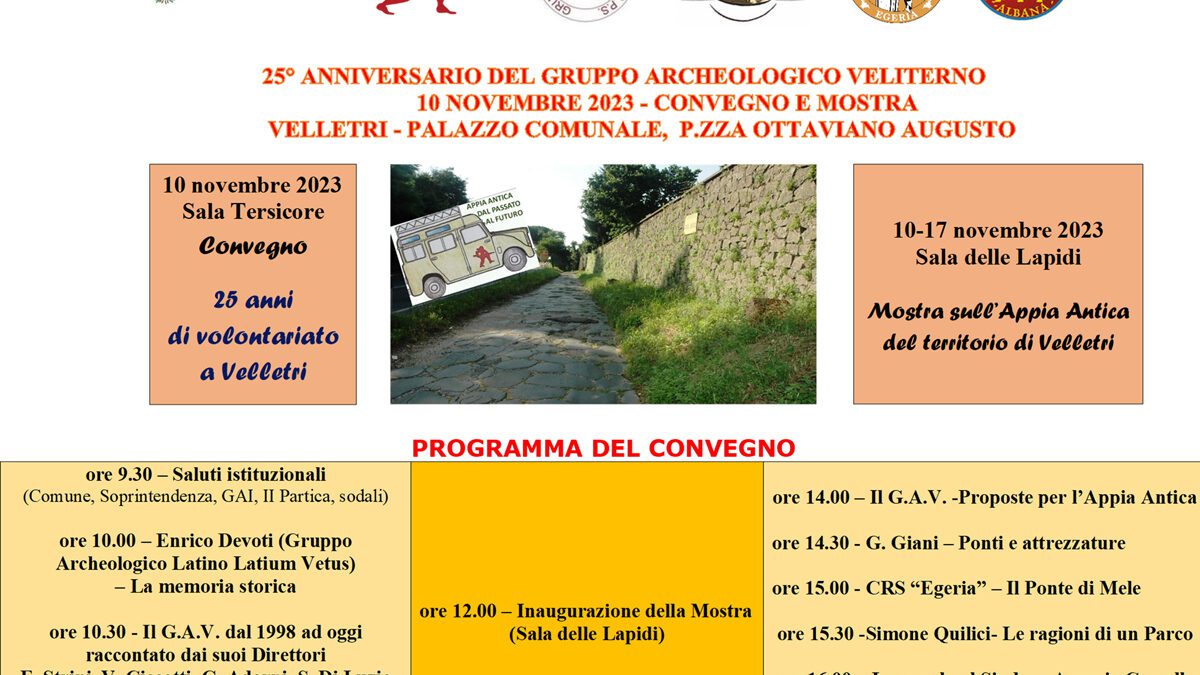 Gruppo Archeologico Veliterno un convegno e una mostra per il 25° anniversario