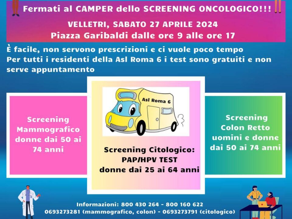 ASL Roma 6, sabato 27 il camper degli Screening oncologici sarà a Velletri