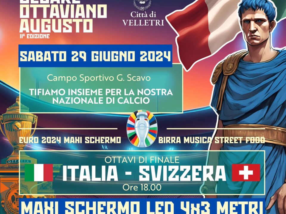 Italia -Svizzera, maxi schermo al Campo Sportivo di Velletri per gli ottavi di finale