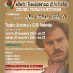 “Velletri Residenza d'Artista”, il primo concorso teatrale di recitazione della FondArC