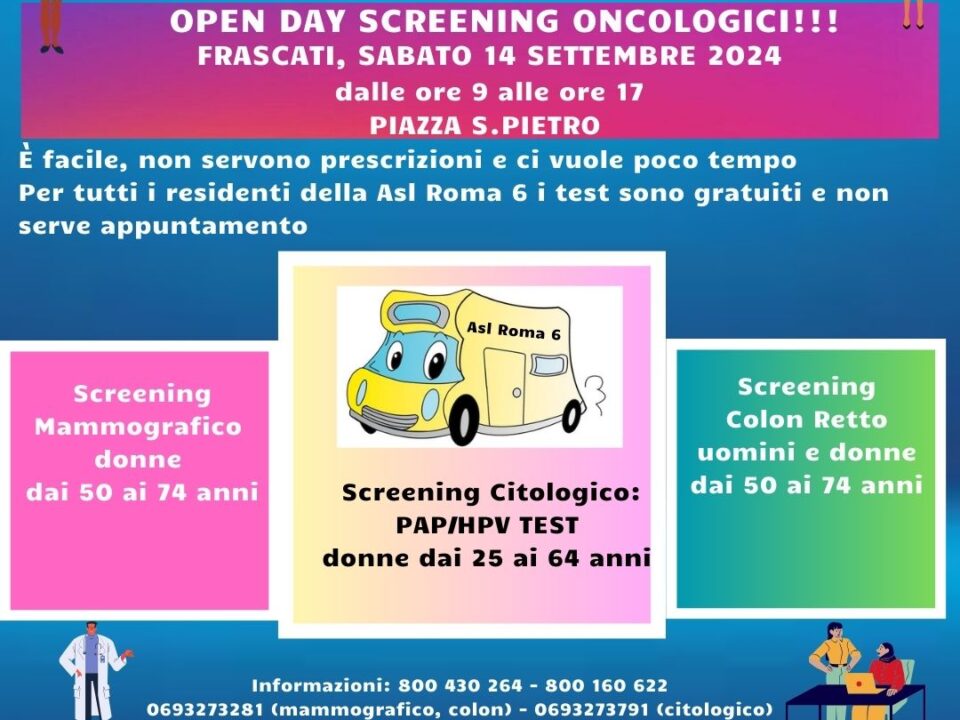 ASL Roma 6, Open Day degli Screening oncologici a Frascati