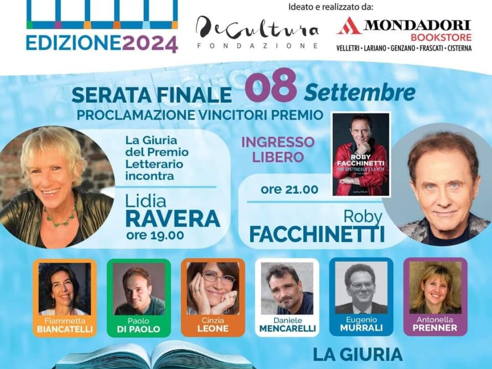 Domenica 8 settembre, serata finale di Velletri Libris con Roby Facchinetti