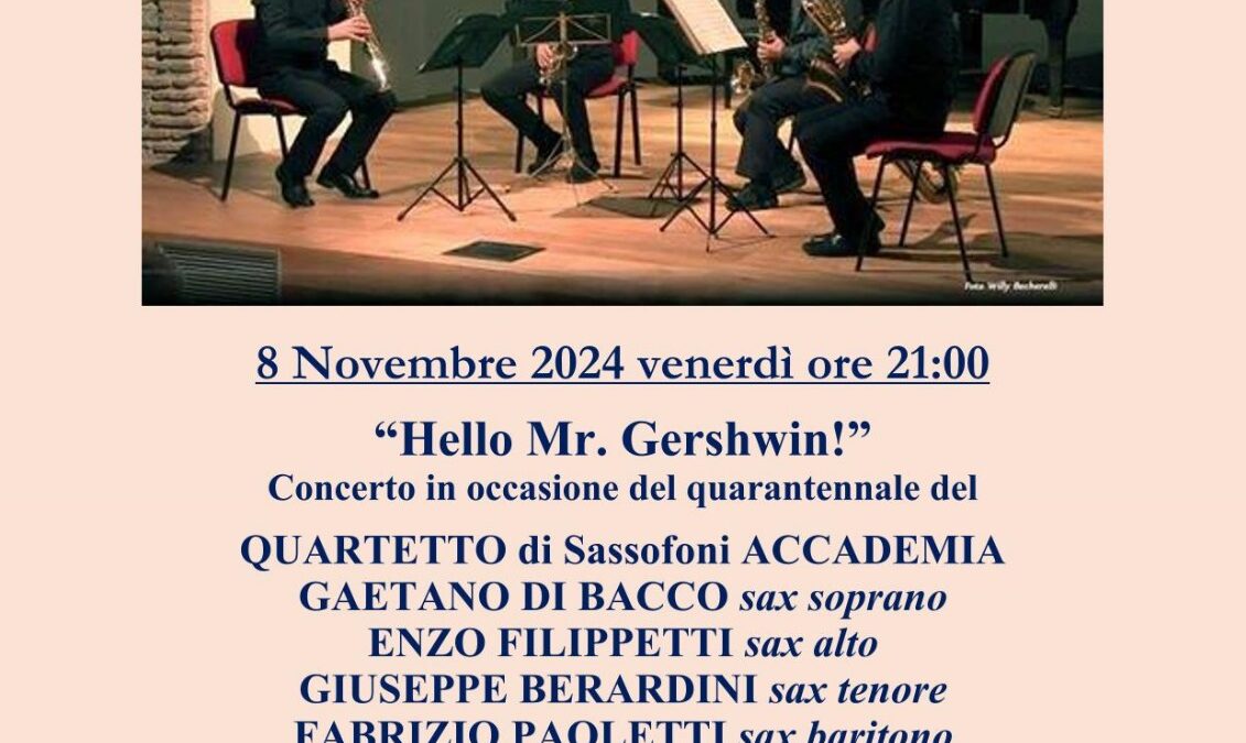 Concerto per i quarant'anni del prestigioso Quartetto di sassofoni Accademia, alla Casa delle Culture