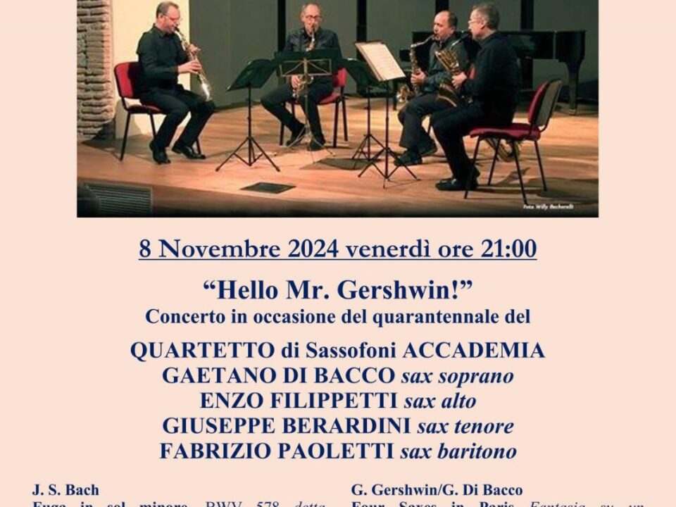 Concerto per i quarant'anni del prestigioso Quartetto di sassofoni Accademia, alla Casa delle Culture