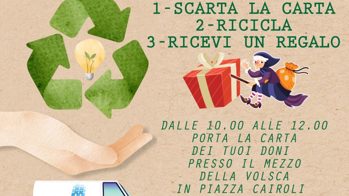 Discesa della Befana Volsca Ambiente e Comune di Velletri per il riciclo della carta