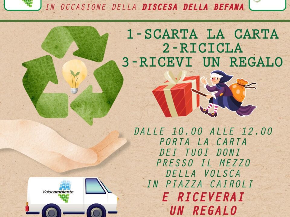 Discesa della Befana Volsca Ambiente e Comune di Velletri per il riciclo della carta